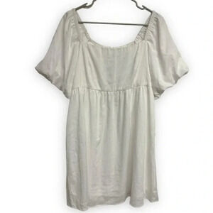 And Now This Baby Doll Puff Sleeve White Dress